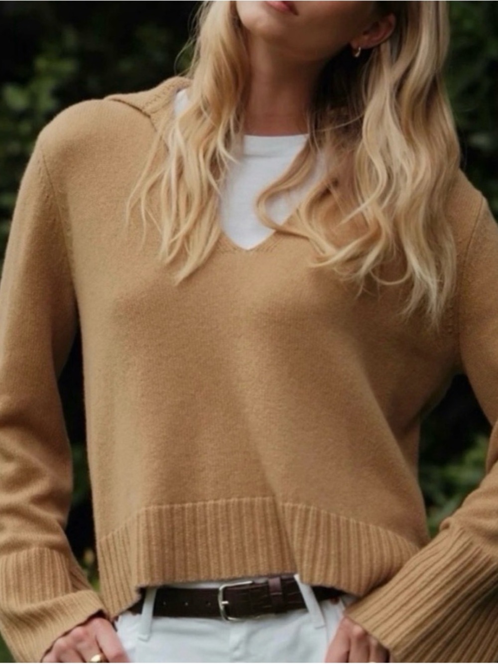 Jenni Kayne V-Neck Sweater in Camel